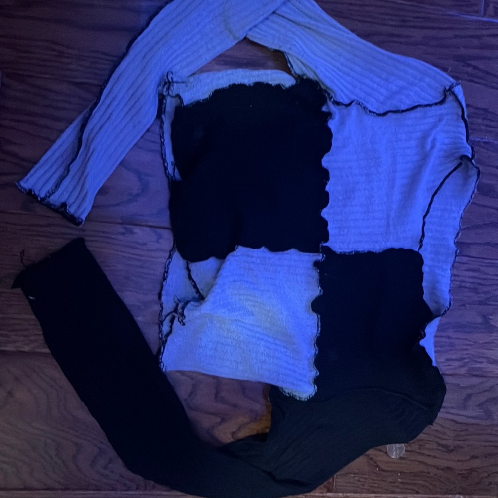 Black and grey color block shirt (SHEIN)
